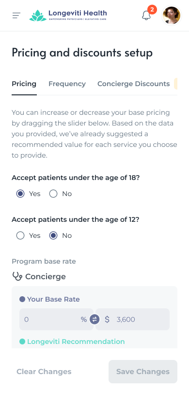 The physician financial page on mobile