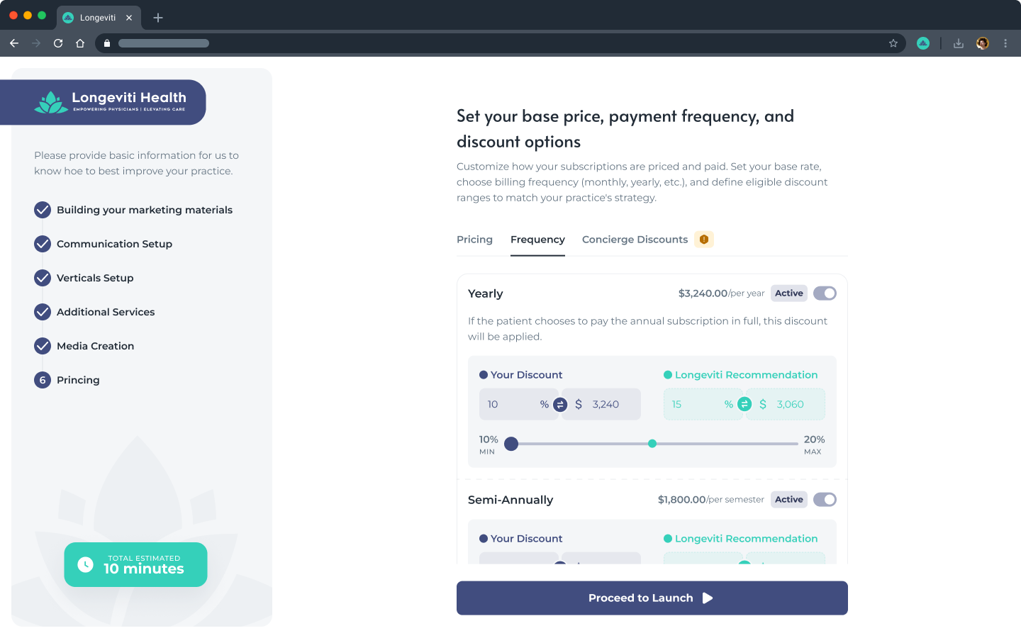 A further physician onboarding step on desktop in the practice-setup flow