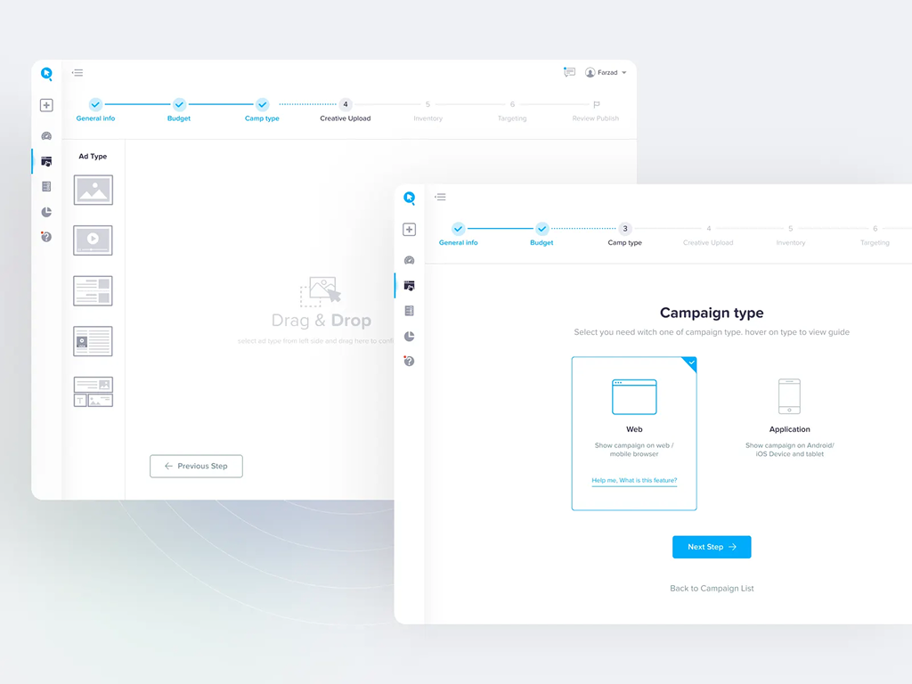 Visual research board with color, typography, and component references for the platform